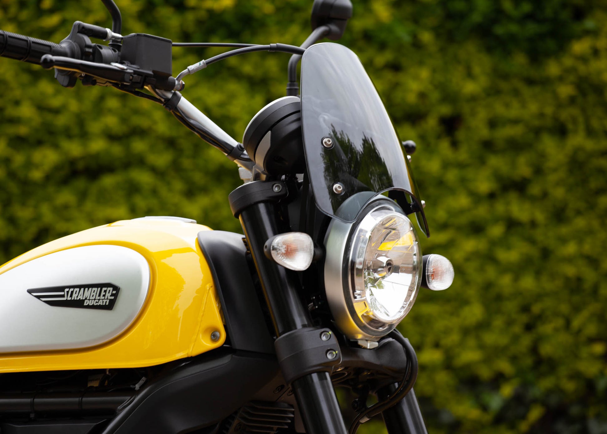 Ducati Scrambler with clear tinted Dart Flyscreen